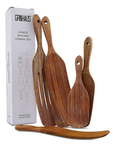 Spurtles Utensilios De Cocina De Madera, 5 Piezas Cucha...