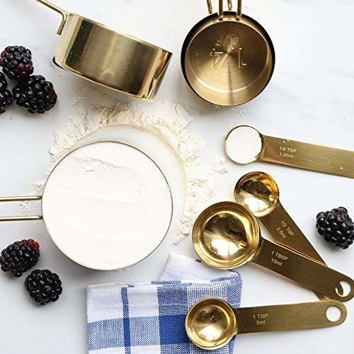 Juego De Tazas Y Cucharas Medidoras Modernas, Dorado - Apila