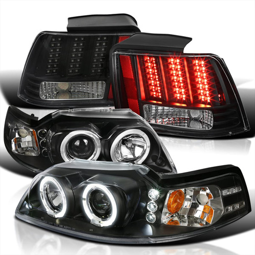 Spec-d Tuning Faro Delantero Doble Halo Negro + Luz Trasera