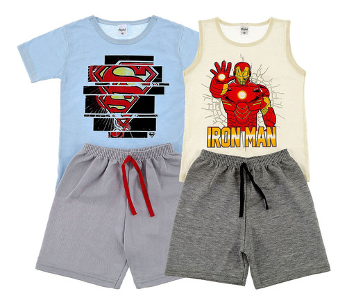 Imagem 7 de 10 de Kit 3 Conjunto Infantil Personagem Menino Roupa Atacado