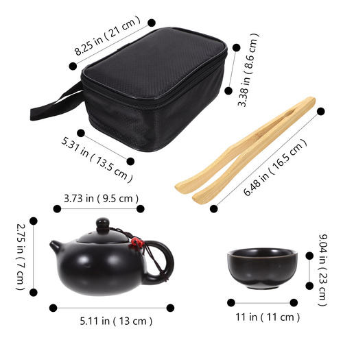 1 Juego De Tetera China Y Tazas De Té Con Bandeja Travel Cer