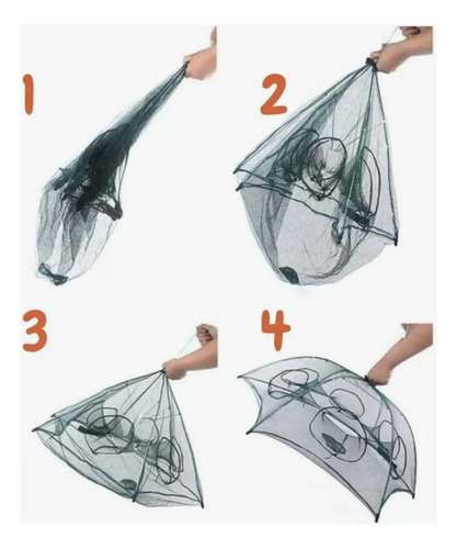 Trampa Para Carnadas - Plegable 6 Bocas Ideal Pesca Mojarra Color Verde Oscuro