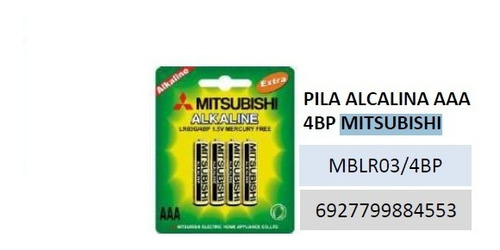 Pila Alcalina Aaa 4bp Mitsubishi Caja 48 Unidades