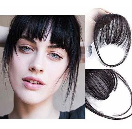 Extensiones De Cabello Humano Con Flequillo, De Color Marrón