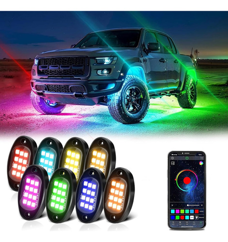 Kit De 8 Luces Led Rock Light Bluetooth App Universal Je