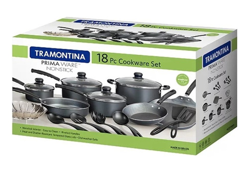 Tramontina Primaware 18 Piece Non-stick Cookware Set, Steel 