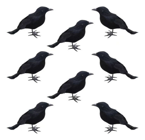 Juego De 8 Piezas De Cuervos Flocados De Espuma Para Hallowe