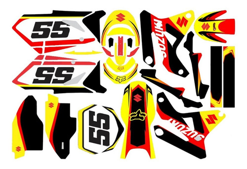 Adesivos Motocross Trilha Para Suzuki Rmz 250 450 2007 15875 Cor Amarelo