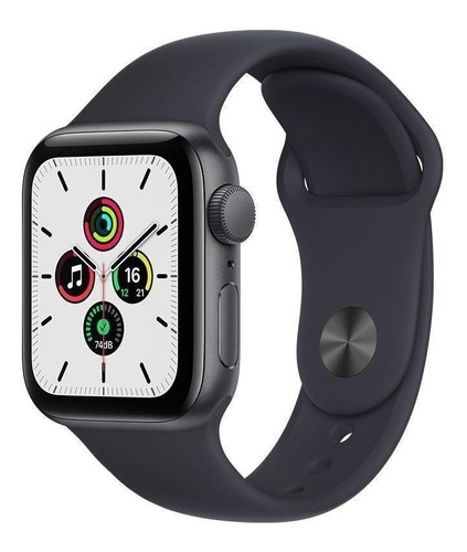 Imagen 1 de 7 de Apple Watch SE (GPS, 40mm) - Caja de aluminio color gris espacial - Correa deportiva Azul medianoche