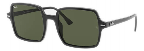 Anteojos de sol Ray-Ban I-Shape Square II Standard con marco de acetato color black, lente green clásica, varilla black de acetato - RB1973