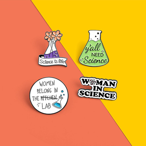4 Broches De Esmalte Únicos, Alfileres De Ciencia Para