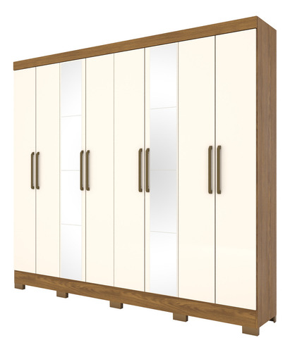 Guarda Roupa Casal 08 Pts 4 Gav Com Espelho Mabilu Casa 812 Cor Nature com Off White