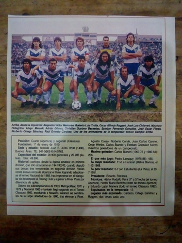 Recorte Vélez Sarfield Campeonato 91/92
