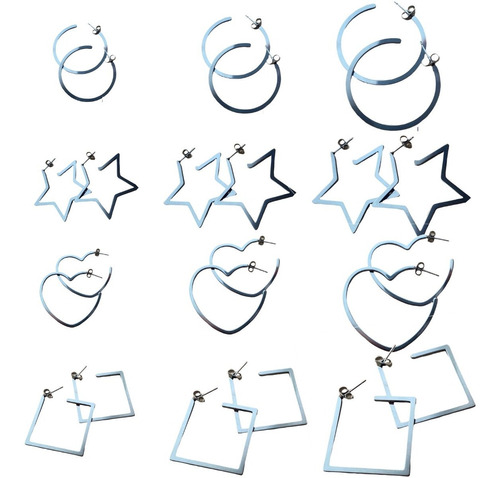 1 Par De Aros Planos Pendientes Aritos De Acero Quirúrgico
