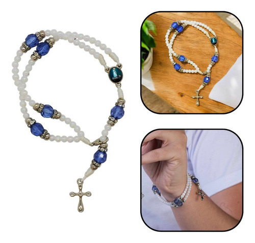 Pulseira Terço Nossa Senhora De Fátima Pérola 4 Mm