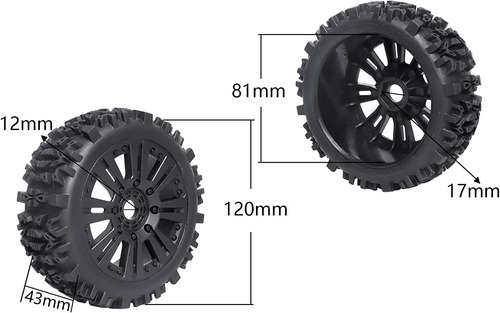 4 Ruedas Hexagonales 1/8 Buggy Off Road De 0.669 In Para Mod