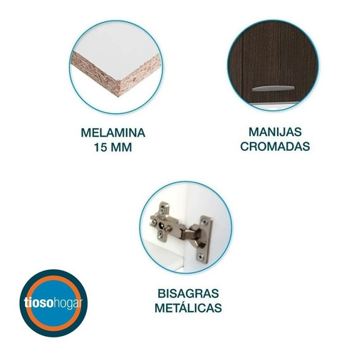 Imagen 3 de 10 de Alacena Blanca Cocina 3 Puertas Delos 120x32 Cm Mueble 1,20