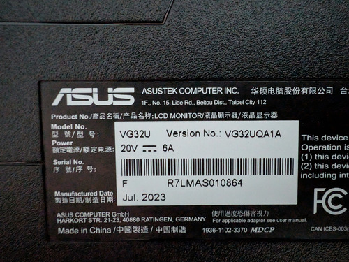 Monitor Asus Tuf Gaming 32 4k Freesync, 1ms, 160hz (Usado)
