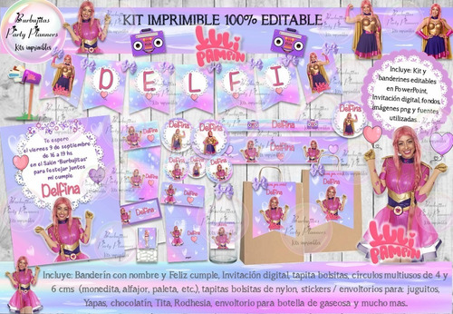 Kit Imprimible Candy Bar Luli Pampin 100% Editable