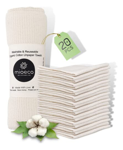 Mioeco 20 Pack Reutilizable Toallas De Papel Lavables W45sk