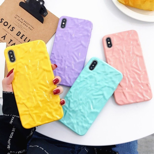 Funda Para iPhone Colores Vivos Textura 3d Moda D Goma +mica