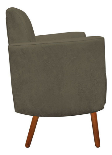 Kit Poltrona E Puff Decorativo Agatha Suede Marrom Rato