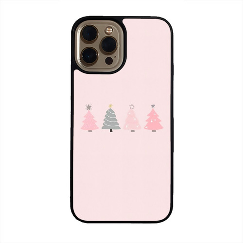 Funda Celular Navidad Navideña Arboles Fondo Rosa Lindo