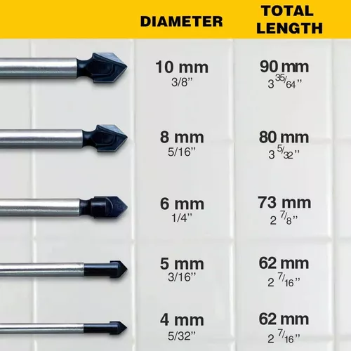 Juego de brocas para hormigón de 1/4 de pulgada y broca de mampostería (10  unidades), juego de brocas de punta de carburo para azulejos, ladrillos