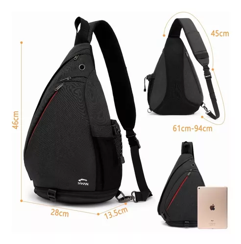 Bolso cruzado de pecho para hombre, mochila de moda, bolsos de hombro con  puerto para auriculares, puerto de carga USB, bolsos de lona de viaje