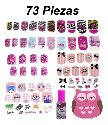 Imagen 3 de 6 de Set De Uñas Postizas Decora Esmalte Infantil Nena Poppi 5661