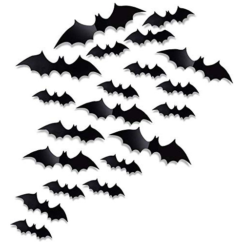 60 Piezas De Halloween 3d Murciélagos Decoraciones Pvc...