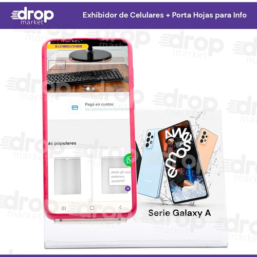 Exhibidor De Celular Transparente + Porta Hoja Info X10u.