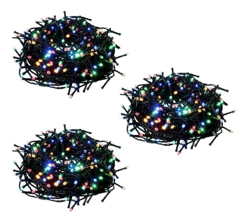 Pack X3 Luces De Navidad Guirnalda 100 Led Multicolor