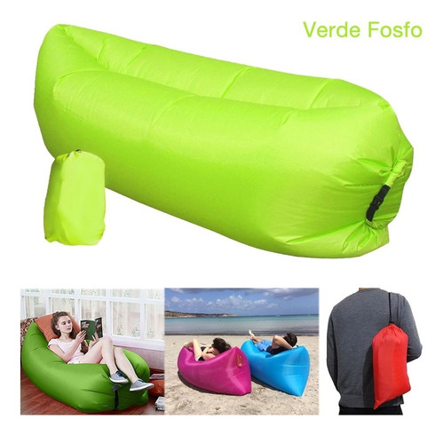 Sofa Cama Inflable Portátil Camping Bag Camastro (verde Fos)