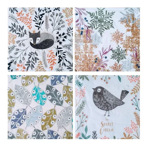 Servilletas Decoupage Pajaro Y Zorrito Nordico Laura Craft