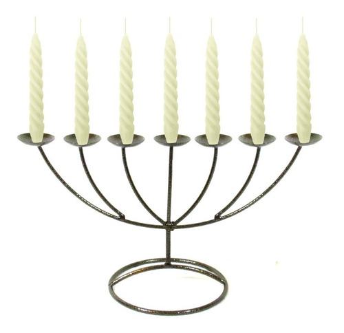 Menorah Castiçal 7 Braços - Candelabro 7 Velas  32 Cm X 19cm