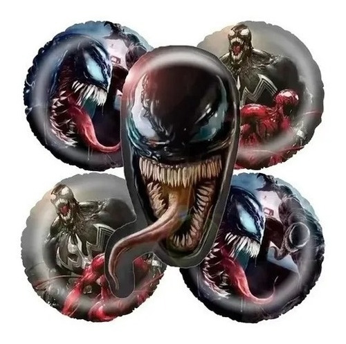 Kit 5 Pzs Globos De Venom Metalico Personaje Marvel 73cm
