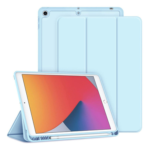 Funda Para iPad 9ª 8ª 7ª Gen iPad 10.2 Ranura Pencil Smart Color Azul Claro