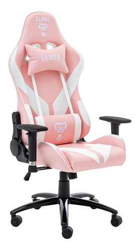 Cadeira Rosa Confortável Gamer Clanm Cl-cm081 Com Inclinação Material do estofamento Couro sintético