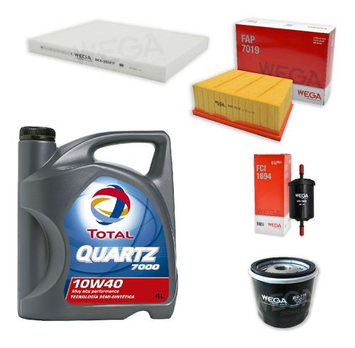 Kit 4 Filtros + 4l Aceite Total 10w40 Ford Ka Free Style