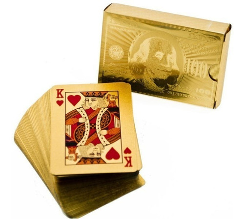 Mazo De Cartas Poker Doradas Naipes Baraja Oro X10 Mazos