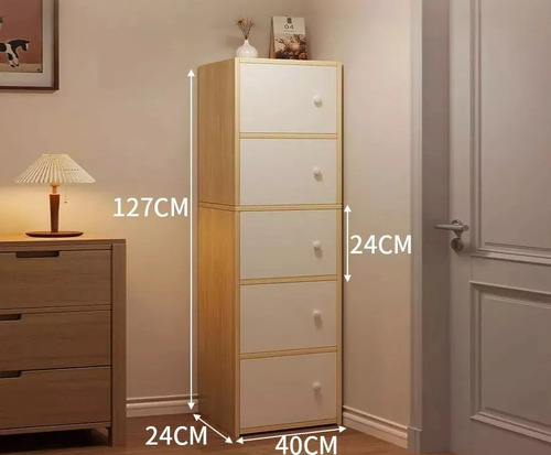 Guardarropa Minimalista De Madera Con 5 Niveles Y Puertas Roble Blanco Cepillado Blanco