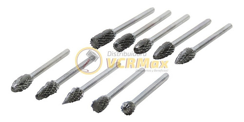 Imagen 2 de 10 de Fresa Lima Rotativa Metal Duro Para Taladro Doble Corte X 10