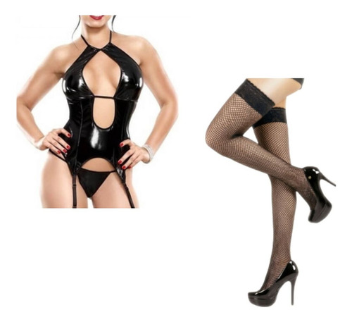 Corset Y Colaless Hilo Dental Vinilo Engomado + Medias