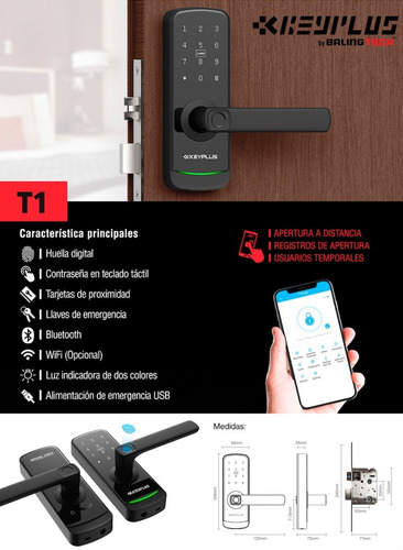 Cerradura Digital Keyplus Baling T1 Huella Y App Bluetooth