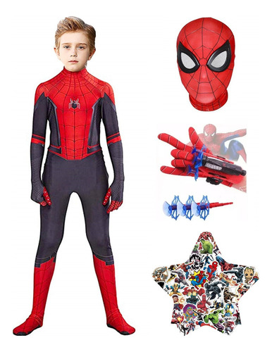 Cosplay Anime Spider Man Traje Traje Niño Hombres Ropa .