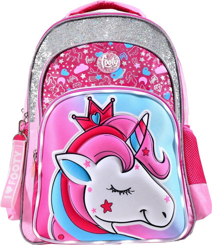 Mochila Espalda 18 PuLG Footy Unicornio Glitter Con Luz Led