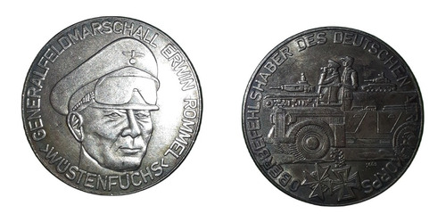 Moneda Militar Alemana Mariscal De Campo Erwin Rommel 40 Mm.