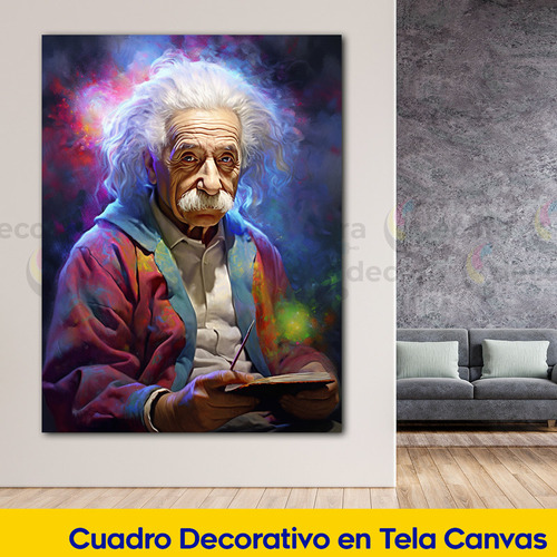 Cuadro Albert Einstein Abstracto Moderno Canvas 60x90 Gen11