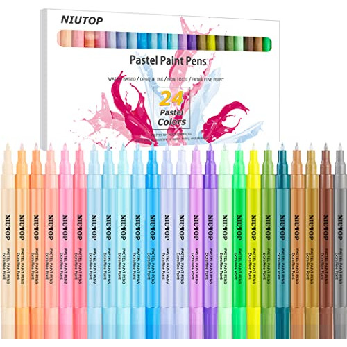 Acrylic Paint Pens For Rock Painting, 24 Pastel Colors Paint